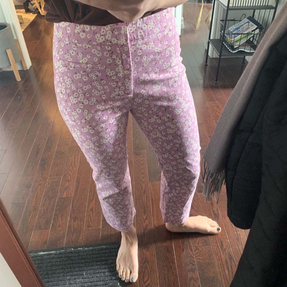 Zara flowered flare dress pants